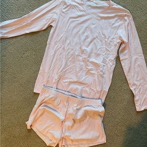 Brand new Lake Pajamas Pima long/short set. Soft pink stripe.